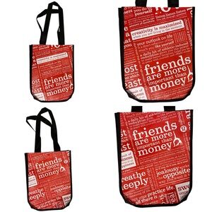 Lululemon Red/White “Friends are more important than money” Tote 12”Hx9”Wx4.5”D